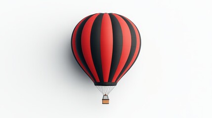 Fototapeta premium The icon of a red hot air balloon with a dotted path represents adventure in a simple and clear flat design aesthetic