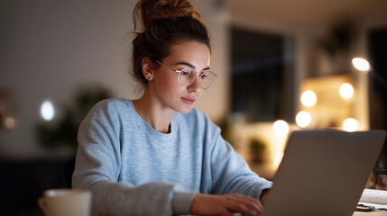 Freelancer working in a cozy home office with social media