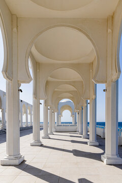 Saudi Arabia, Mecca Province, Jeddah. The Al-Ramah mosque on the waterfront of Jeddah.