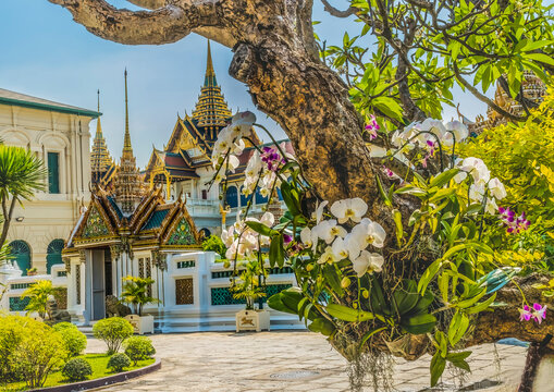 Colorful Grand Palace, Bangkok, Thailand. Palace was home of King of Thailand from 1782 to 1925