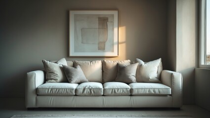 The living room contains the sofa