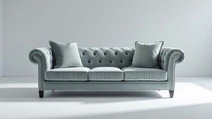 A sofa placed on a white background