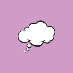 White Cloud Thought Bubble on Purple Background for Communication