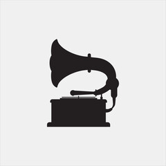 Gramophone Silhouette Icon for Vintage Music & Audio