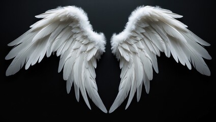 Isolated soft white angel wings on a black background © NFTNexus