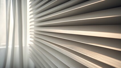 Obraz premium Pattern of shades, curtain on window, scenery