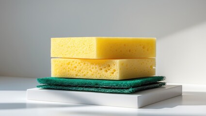 White background featuring a sponge for dish cleaning