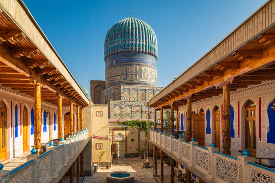 Samarkand, Uzbekistan, Central Asia. The ribbed dome of the Bibi Khanym Mosque.