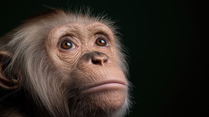 Fototapeta premium Pensive primate close up thoughtful ape portrait