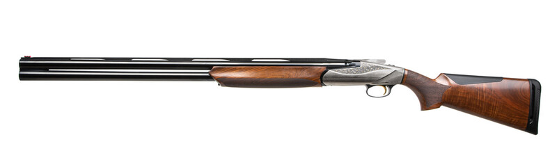 Classic hunting double-barrel shotgun isolated on white
