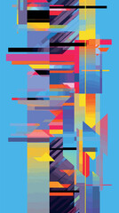 Colorful abstract geometric pattern on blue background flat vector illustration