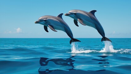 Jumping Spinner Dolphins Above the Water