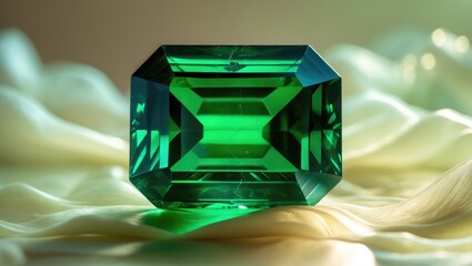 Jewelry and jade featuring square emerald and gemstone