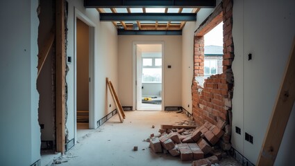 New wall opening in residential property construction