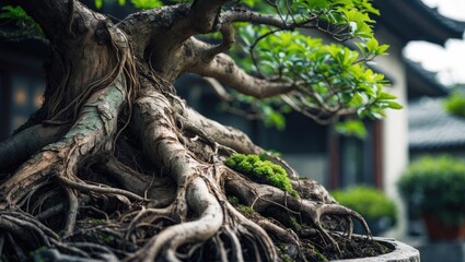 Fototapeta premium Bonsai plants prosper and receive excellent maintenance