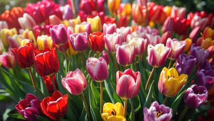 Obraz premium Vibrant bunch of spring tulips