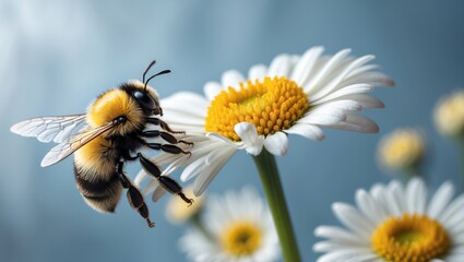 Daisy flower hosting a bumblebee
