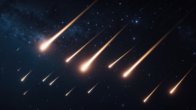 Shooting stars set against a black backdrop.