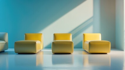 One-of-a-kind sofa in a waiting space.