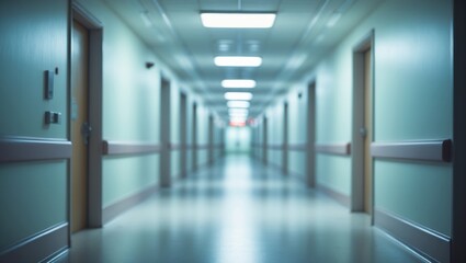 Luminous, vacant defocused hallway background offering area for text