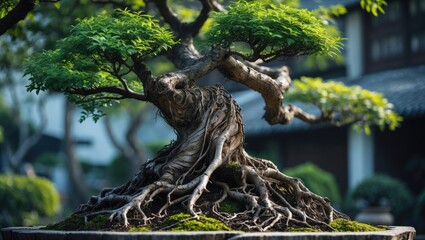 Fototapeta premium Bonsai plants flourish and are properly cared for
