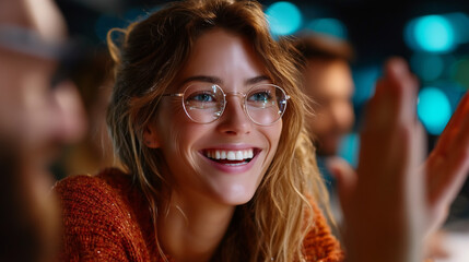 Business meeting, smiling woman