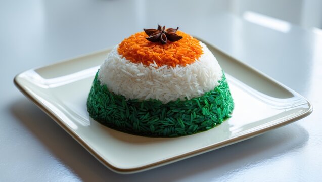Ceramic Plate with Tricolor Rice, Focused Selection