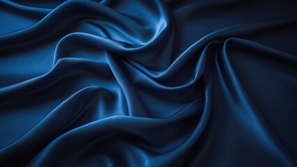 Obraz premium Abstract dark elegant background featuring silk satin fabric with soft wavy folds and drapery.