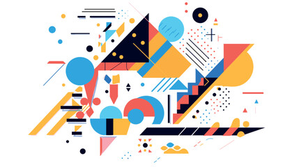 Geometric abstract art with colorful shapes and patterns flat vector illustration
