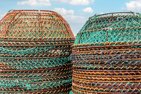 Quebec, Sept-Iles, Canada. Fishing nets.