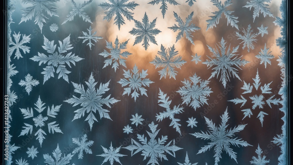 Leinwandbilder complex ice patterns on frosted window
