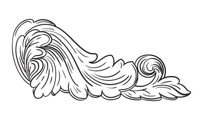 Decorative ornament hand drawing design element. Baroque scroll ornate monogram. Victorian filigree flourish swirl vignette. Vector isolated illustration for design, print, fabric, invitation, wedding