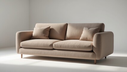 Background features a light brown sofa in isolation