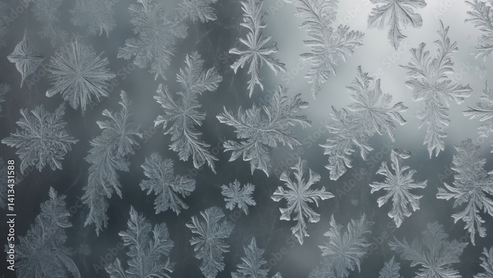 Aufkleber detailed ice patterns on windowpane