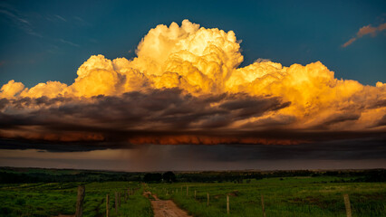 
Amazing sunset, yellow and red clouds
