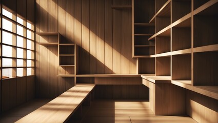 Obraz premium Partition crafted from wood in Japanese design