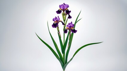 Obraz premium Iris blooms detached against a white backdrop