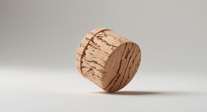isolation of wine cork against a white backdrop