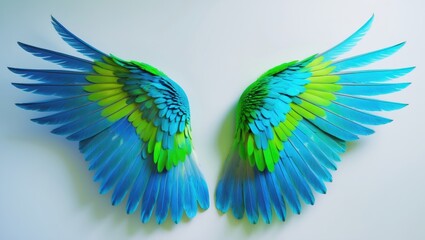 Obraz premium Wings of birds in green color on a white background