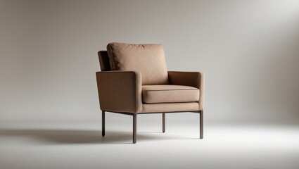 Brown fabric modern armchair isolated on white