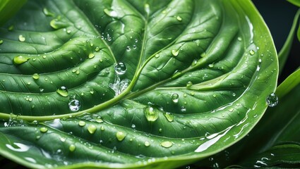Water droplets splashing on a leaf set against a background with clipping path.