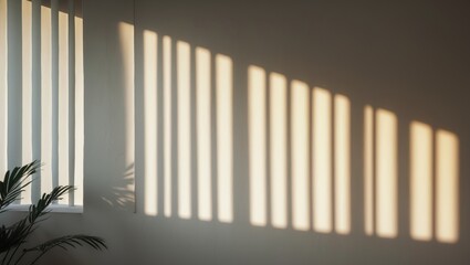 Fototapeta premium Light-colored wall casting a warm shadow from the window