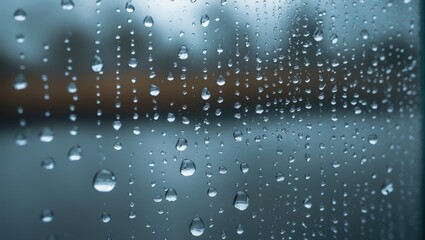 Raindrops on a glass surface