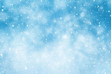 Winter Snowfall Effect Abstract Light Blue Background with Sparkling White Snowflakes