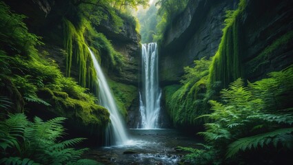Obraz premium Waterfall within the dense forest