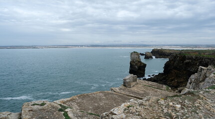 view of the coastline from Papoa in Peniche (Portugal)