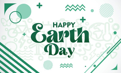 Happy Earth Day, 22 April" Vector eco illustration for social poster, banner or card for environment safetyWorld map background vector illustration.