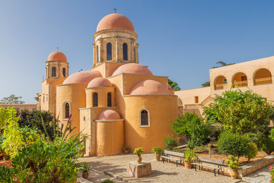 Greece, Crete, Akrotiri. Agia Triada (Holy Trinity) Monastery.
