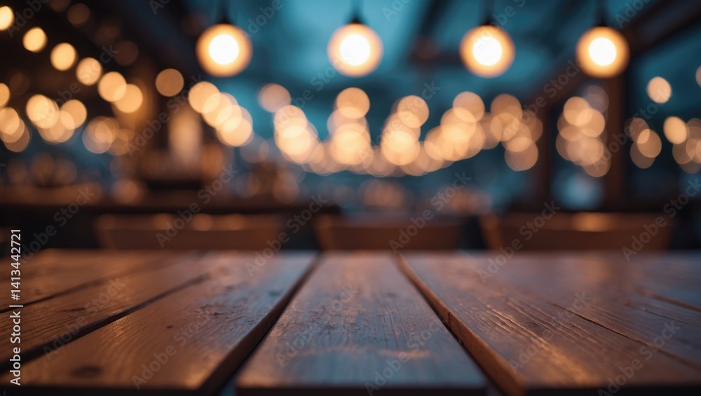Aufkleber Empty table showcasing your product with a blurred bokeh background. High-quality image