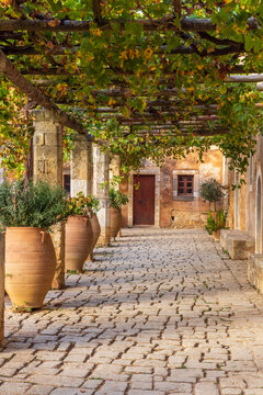 Greece, Crete, Rethymno. 16th century Eastern Orthodox Monastery. The Holy Monastery of Arkadi